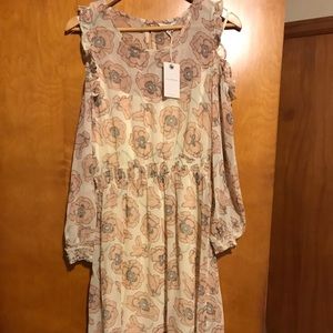 Floral Sheer Lucky Brand dress peek a boo sleeves
